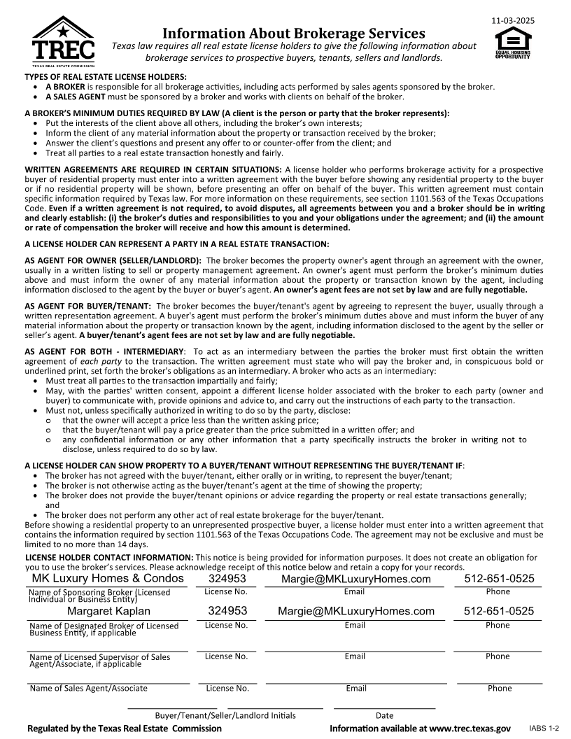 Information about Brokerage Services