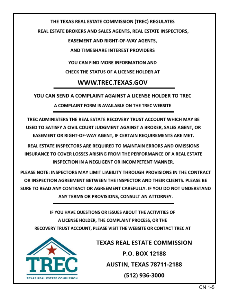 Texas Real Estate Consumer Protection Notice